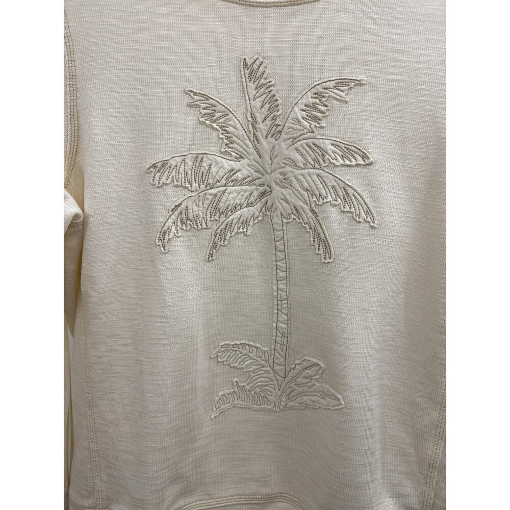 Tommy Bahama Cream Tobago Bay Embroidered Palm Tree Sweatshirt M Medium - Picture 2 of 7